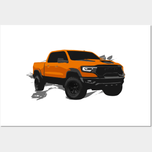 Orange Ram Trx pickup Posters and Art